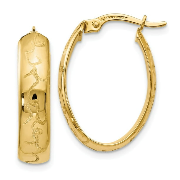 FB Jewels 14K Yellow Gold Oval Hoop Earrings FB Jewels 14K Yellow Gold Oval Hoop Earrings